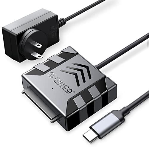 ORICO SATA Kabel Adapter,USB C zu SATA III Kabel für 3,5 Zoll HDD/SSD Festplatten,Unterstützt UASP,mit 12V2A Adapter und 100cm Kable(S1-3CD-10) von ORICO