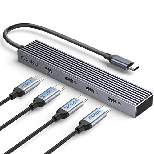 ORICO USB 3.2 Hub, 4-in-1 Typ C Multiport Adapter, 10Gbps USB C Splitter mit 3 USB C 3.2 Gen2, 100W PD Aufladung für PC, Laptop, Surface Pro, MacBook von ORICO