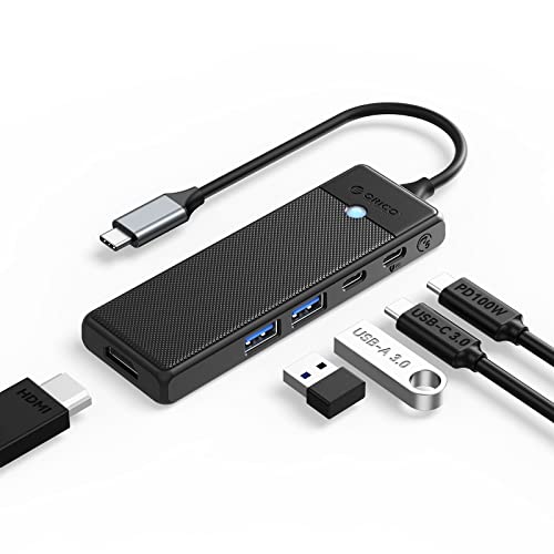 ORICO USB C HUB, 5 in 1 USB C Docking Station Adapter mit 100W Power Delivery, 4K@30Hz HDMI,2 USB A und 1 Typ C 5Gbps Datenports für MacBook M1, iPad Pro, Surface Pro, Laptops und Mehr Typ C Geräte von ORICO