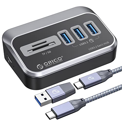 ORICO USB C Hub, Tpy C Splitter mit 3 USB 3.2 Gen 1 Data Port und SD/TF Kartenleser, 5 Gbps USB Verteiler mit 2 in1 Kabel für MacBook, Mac Pro, Hubs, Docking Stations von ORICO