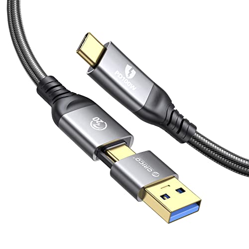 ORICO USB C Kabel, Multi 2 in 1 Ladekabel, USB C auf USB C Schnellladekabel 100W PD, Typ C Handy Datenkabel 20 Gbps, 4K@60Hz Display, kompatibel mit MacBooks,iPad Pro,Hubs, Docks, eGpu, 0.5M von ORICO