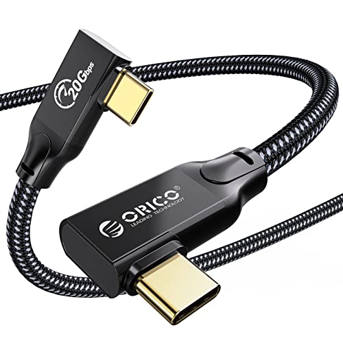 ORICO USB C auf USB C Kabel, 20 Gbps USB 3.2 Gen2X2 Datenkabel, Typ C Schnellladekabel 100W, Unterstützung von 4K@60 Hz, kompatibel Laptop, Mobiltelefon, Hubs, Docking Stations, 90 Grad, 1M von ORICO