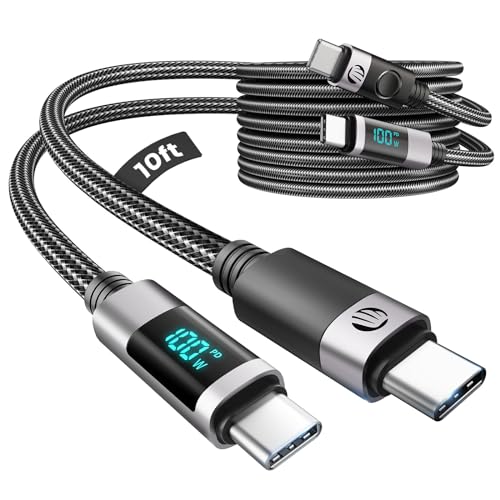 ORICO USB C zu USB C Kabel mit LED Anzeige, PD100W 2 Pack 10ft langes USB C Ladekabel Schnelles Laden, Nylon geflochtenes Typ C Kabel Kompatibel mit iPhone 15/Pro/Plus/Pro Max, MacBook, iPad Pro/Air ORICO USB C zu USB C Kabel mit LED Anzeige, PD100W 2 Pack 10ft langes USB C Ladekabel Schnelles Laden, Nylon geflochtenes Typ C Kabel Kompatibel mit iPhone 15/Pro/Plus/Pro Max, MacBook, iPad Pro/Air von ORICO