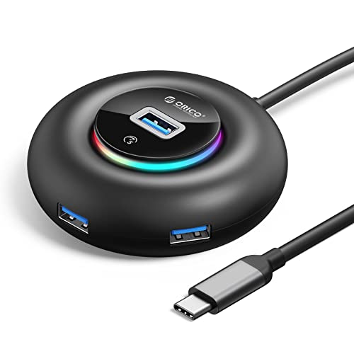 ORICO USB Hub 3.0, 4 Port RGB USB C Adapter mit 4 USB 3.0 Datenanschlüssen, 6 ft Verlängerungskabel und extra Netzteil für MacBook Pro 2018/2017, ChromeBook, XPS, Galaxy S9/S8, und mehr von ORICO