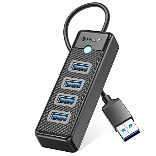 ORICO USB Hub 3.0, 4-Port USB Splitter für Laptop mit 0,15m Kabel, Multi USB Verteiler, schnelle Datenübertragung kompatibel mit Mac OS 10.X und höher, Linux, Android, Schwarz von ORICO