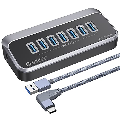 USB C Hub, ORICO 7 Port USB C Hub, 10Gbps, ABS USB Splitter mit 1 M Datenkabel, USB Verteiler für Mac Pro/Mini, PC, Festplatte, Disk von ORICO