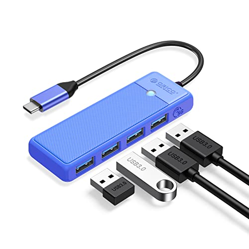 USB C Hub, ORICO USB Hub 4 Ports USB 3.0 Hub, USB Verteiler 5Gbps USB C Adapter für MacBook, MacBook Air, iMac, MacPro, Windows Laptops und Ultrabooks, 0.15M Blau von ORICO