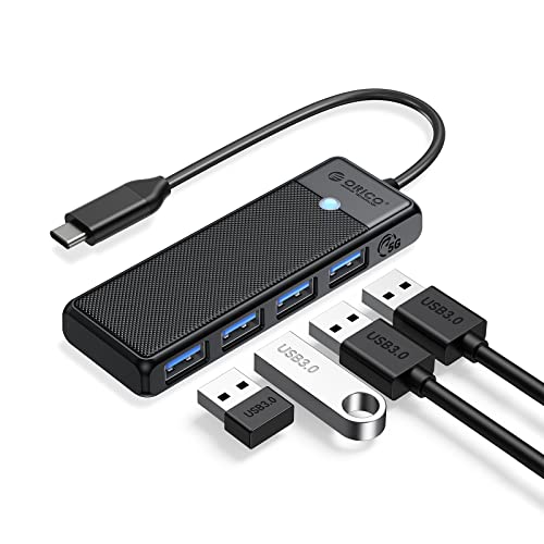 USB C Hub, ORICO USB Hub 4 Ports USB 3.0 Hub, USB Verteiler 5Gbps USB C Adapter für MacBook, MacBook Air, iMac, MacPro, Windows Laptops und Ultrabooks, 0.15M Schwarz von ORICO