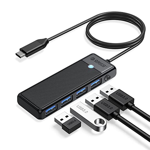 USB Hub, ORICO 4 Ports USB Hub 3.0 USB Adapter, USB Verteiler für MacBook, MacBook Air, iMac, MacPro, Windows Laptops und Ultrabooks, 1M Schwarz von ORICO