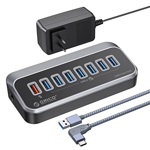 USB Hub, ORICO USB C Hub, USB Splitter auf 7 5Gbps Datenübertragung Port und einen Ladeanschluss, mit 1 M USB Kabel, USB Verteiler für MacBook, Mac Pro/Mini von ORICO