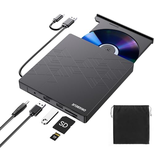 ORIGBELIE 6 in 1 Externes CD DVD Laufwerk, Externer DVD Brenner USB 3.0 Typ C CD/DVD ROM +/-RW Laufwerk mit USB-Anschluss, Externes CD Laufwerk für Laptop Desktop Mac OS Win11/10/8/7/XP Linux Vista ORIGBELIE 6 in 1 Externes CD DVD Laufwerk, Externer DVD Brenner USB 3.0 Typ C CD/DVD ROM +/-RW Laufwerk mit USB-Anschluss, Externes CD Laufwerk für Laptop Desktop Mac OS Win11/10/8/7/XP Linux Vista von ORIGBELIE