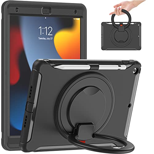 ORIbox Defender Hülle für iPad 7. und iPad 8. und iPad 9. Generation [10,2 Zoll], Ganzkörper-Fallschutz, 3 in 1 stoßfester Stoßfänger mit 360°-Ringhalter Kickstand von ORIbox