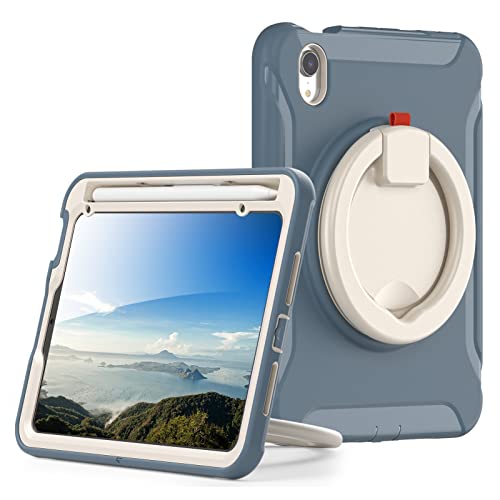 ORIbox Defender Hülle für iPad Mini 6, Ganzkörper-Fallschutz, 3-in-1 Stoßstange mit 360°-Ringhalter, Kickstand, Defender Blue von ORIbox