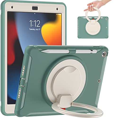 ORIbox Defender Schutzhülle für iPad 7. und iPad 8. und iPad 9. Generation [10,2 Zoll], vollständiger Fallschutz, 3-in-1-Stoßstange mit 360°-Ring-Halterung, Ständer, Grün (Defender Green) von ORIbox