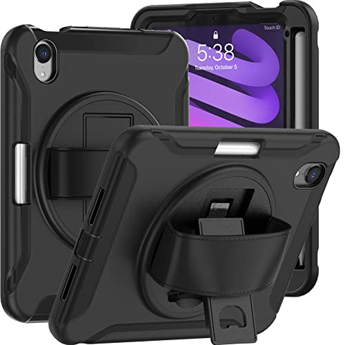 ORIbox Morandi Hülle für iPad Mini 6, Full Body Stoßfest, 3 in 1 Fallschutz mit 360° Kickstand/Handschlaufe von ORIbox