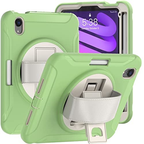 ORIbox Morandi Hülle für iPad Mini 6, Full Body Stoßfest, 3 in 1 Fallschutz mit 360° Kickstand/Handschlaufe von ORIbox