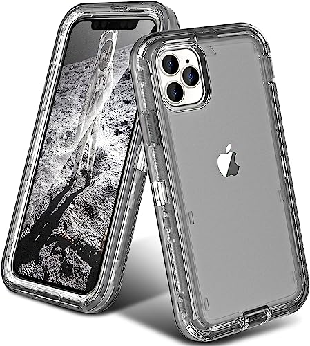 ORIbox Schutzhülle für iPhone 14 Pro Max, Grau, [3 m Fallschutz in Militärqualität], transparent, strapazierfähig, stoßfest, Anti-Fall-Hülle für iPhone 14 Pro Max, 17 cm, 3-in-1, Kristallgrau von ORIbox