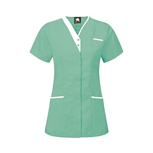 ORN Workwear Tonia Tunika mit V-Ausschnitt, Eau-De-Nil mit weißem Rand, 8 Gr. von ORN Workwear