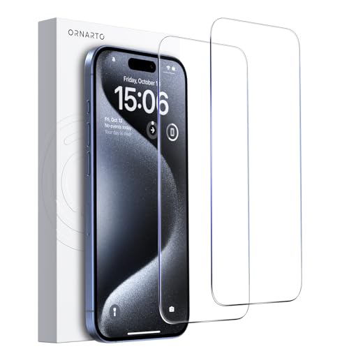 ORNARTO 2 Stück Schutzfolie für iPhone 15 und iPhone 15 Pro (6,1"), 2X Panzer Schutz Glas mit 9H Härte, Anti-Kratzer Schutzfolie, HD Displayschutzfolie, Ultrabeständig und HD Klar von ORNARTO