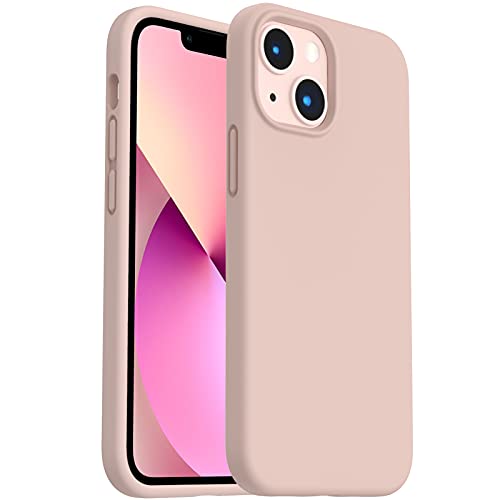 ORNARTO Kompatibel mit iPhone 13 Mini Liquid Silicone Case 5,4”, Verdickte Stoßfeste Flüssige Silikon Handyhülle mit Rundumschutz Schutzhülle-Sandrosa von ORNARTO