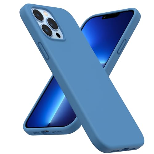 ORNARTO Kompatibel mit iPhone 13 Pro Max Liquid Silicone Case 6,7”, Verdickte Stoßfeste Flüssige Silikon Handyhülle mit Rundumschutz Schutzhülle Blau von ORNARTO
