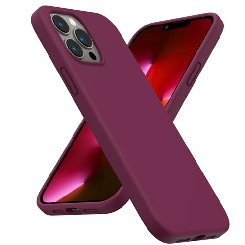 ORNARTO Kompatibel mit iPhone 13 Pro Max Liquid Silicone Case 6,7”, Verdickte Stoßfeste Flüssige Silikon Handyhülle mit Rundumschutz Schutzhülle Weinrot von ORNARTO