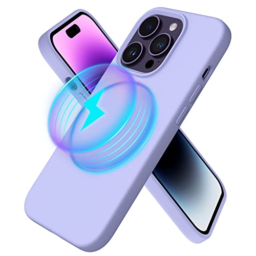 ORNARTO Magnetisch für iPhone 14 Pro Hülle 6,1 Zoll 2022, [Kompatibel mit MagSafe] Silikon Case Voller Schutz Flüssig Silikon Handyhülle für iPhone 14 Pro Violett von ORNARTO
