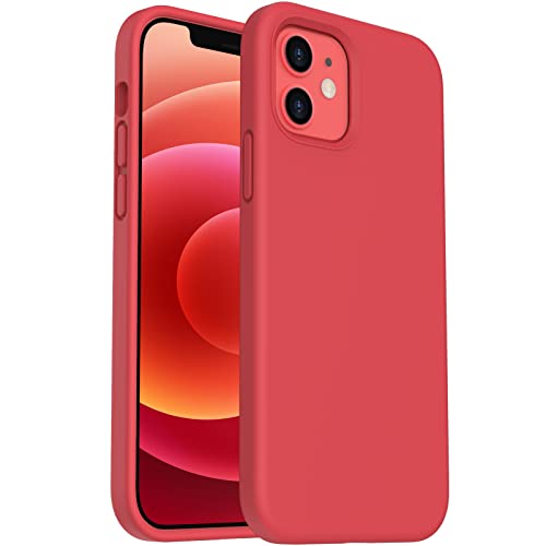 ORNARTO Silikon Hülle kompatibel mit iPhone 12 Case und iPhone 12 Pro Case 6,1, Verstärkte Stoßfeste Flüssige Silikon Gel Gummi Ganzkörper Schutz Stoßstange Abdeckungs Handyhülle Rot von ORNARTO