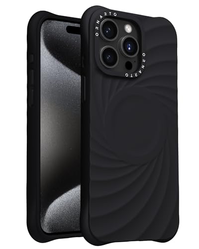 ORNARTO VORTUXE für iPhone 15 Pro Max Hülle Silikon 6.7" | 2X Militär-Grade Fallschutz | Kompatibel mit MagSafe | Sleek Ästhetik Flüssigsilikon Handyhülle iPhone 15 Pro Max - Schwarz von ORNARTO