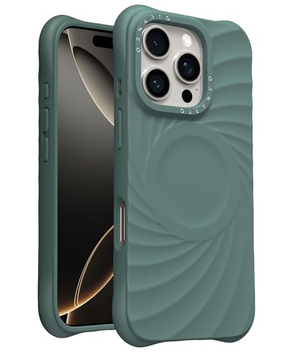 ORNARTO VORTUXE für iPhone 16 Pro Max Hülle Silikon 6.9" | 2X Militär-Grade Fallschutz | Kompatibel mit MagSafe | Sleek Ästhetik Flüssigsilikon Handyhülle iPhone 16 Pro Max - Kieferngrün von ORNARTO