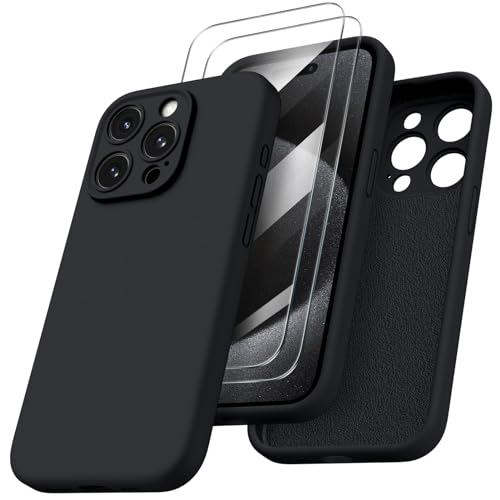 ORNARTO für iPhone 15 Pro Hülle mit Kameraschutz und 2 Schutzfolien, flüssiges Silikon Handyhülle iPhone 15 Pro 6.1 Zoll, stoßfeste iPhone 15 Pro Schutzhülle mit Mikrofaser - Schwarz ORNARTO für iPhone 15 Pro Hülle mit Kameraschutz und 2 Schutzfolien, flüssiges Silikon Handyhülle iPhone 15 Pro 6.1 Zoll, stoßfeste iPhone 15 Pro Schutzhülle mit Mikrofaser - Schwarz von ORNARTO