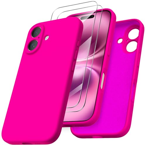 ORNARTO für iPhone 16 Hülle mit Kameraschutz u. 2 Schutzfolien, flüssiges Silikon Handyhülle iPhone 16 6.1 Zoll, stoßfeste iPhone 16 Schutzhülle mit Mikrofaser - Leuchtend Rosa ORNARTO für iPhone 16 Hülle mit Kameraschutz u. 2 Schutzfolien, flüssiges Silikon Handyhülle iPhone 16 6.1 Zoll, stoßfeste iPhone 16 Schutzhülle mit Mikrofaser - Leuchtend Rosa von ORNARTO