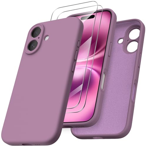 ORNARTO für iPhone 16 Hülle mit Kameraschutz u. 2 Schutzfolien, flüssiges Silikon Handyhülle iPhone 16 6.1 Zoll, stoßfeste iPhone 16 Schutzhülle mit Mikrofaser - Lila Flieder ORNARTO für iPhone 16 Hülle mit Kameraschutz u. 2 Schutzfolien, flüssiges Silikon Handyhülle iPhone 16 6.1 Zoll, stoßfeste iPhone 16 Schutzhülle mit Mikrofaser - Lila Flieder von ORNARTO
