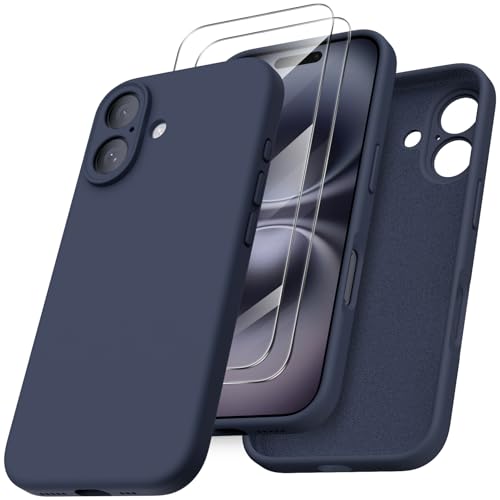 ORNARTO für iPhone 16 Hülle mit Kameraschutz u. 2 Schutzfolien, flüssiges Silikon Handyhülle iPhone 16 6.1 Zoll, stoßfeste iPhone 16 Schutzhülle mit Mikrofaser - Mitternachtsblau ORNARTO für iPhone 16 Hülle mit Kameraschutz u. 2 Schutzfolien, flüssiges Silikon Handyhülle iPhone 16 6.1 Zoll, stoßfeste iPhone 16 Schutzhülle mit Mikrofaser - Mitternachtsblau von ORNARTO