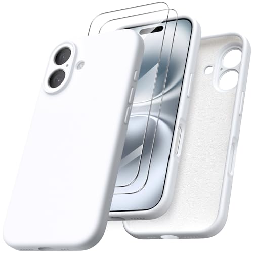 ORNARTO für iPhone 16 Hülle mit Kameraschutz u. 2 Schutzfolien, flüssiges Silikon Handyhülle iPhone 16 6.1 Zoll, stoßfeste iPhone 16 Schutzhülle mit Mikrofaser - Weiß ORNARTO für iPhone 16 Hülle mit Kameraschutz u. 2 Schutzfolien, flüssiges Silikon Handyhülle iPhone 16 6.1 Zoll, stoßfeste iPhone 16 Schutzhülle mit Mikrofaser - Weiß von ORNARTO