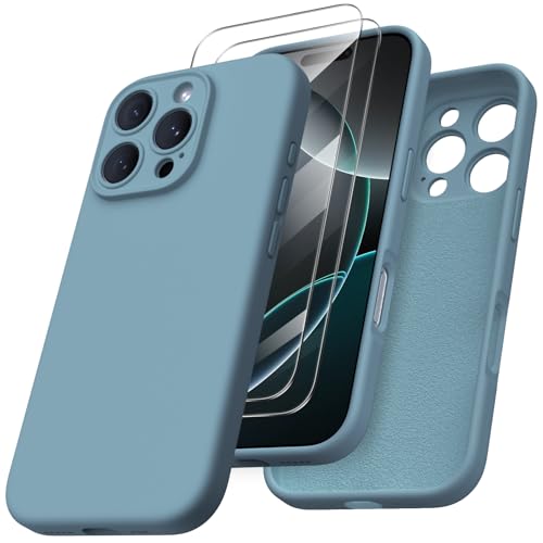 ORNARTO für iPhone 16 Pro Hülle mit Kameraschutz u. 2 Schutzfolien, flüssiges Silikon Handyhülle iPhone 16 Pro 6.3 Zoll, stoßfeste iPhone 16 Pro Schutzhülle mit Mikrofaser - Blaugrün ORNARTO für iPhone 16 Pro Hülle mit Kameraschutz u. 2 Schutzfolien, flüssiges Silikon Handyhülle iPhone 16 Pro 6.3 Zoll, stoßfeste iPhone 16 Pro Schutzhülle mit Mikrofaser - Blaugrün von ORNARTO