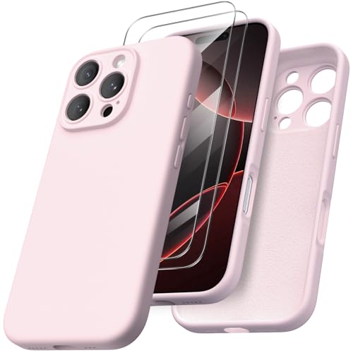 ORNARTO für iPhone 16 Pro Hülle mit Kameraschutz u. 2 Schutzfolien, flüssiges Silikon Handyhülle iPhone 16 Pro 6.3 Zoll, stoßfeste iPhone 16 Pro Schutzhülle mit Mikrofaser - Rosa ORNARTO für iPhone 16 Pro Hülle mit Kameraschutz u. 2 Schutzfolien, flüssiges Silikon Handyhülle iPhone 16 Pro 6.3 Zoll, stoßfeste iPhone 16 Pro Schutzhülle mit Mikrofaser - Rosa von ORNARTO