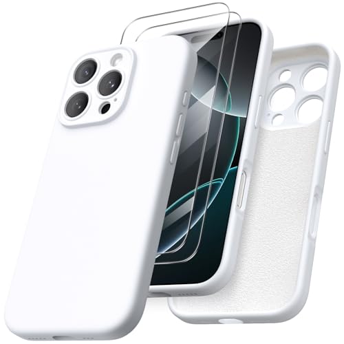 ORNARTO für iPhone 16 Pro Hülle mit Kameraschutz u. 2 Schutzfolien, flüssiges Silikon Handyhülle iPhone 16 Pro 6.3 Zoll, stoßfeste iPhone 16 Pro Schutzhülle mit Mikrofaser - Weiß ORNARTO für iPhone 16 Pro Hülle mit Kameraschutz u. 2 Schutzfolien, flüssiges Silikon Handyhülle iPhone 16 Pro 6.3 Zoll, stoßfeste iPhone 16 Pro Schutzhülle mit Mikrofaser - Weiß von ORNARTO