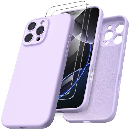 ORNARTO für iPhone 16 Pro Max Hülle mit Kameraschutz u. 2 Schutzfolien, flüssiges Silikon Handyhülle iPhone 16 Pro Max 6.9 Zoll, stoßfeste iPhone 16 PM Schutzhülle mit Mikrofaser - Flieder ORNARTO für iPhone 16 Pro Max Hülle mit Kameraschutz u. 2 Schutzfolien, flüssiges Silikon Handyhülle iPhone 16 Pro Max 6.9 Zoll, stoßfeste iPhone 16 PM Schutzhülle mit Mikrofaser - Flieder von ORNARTO