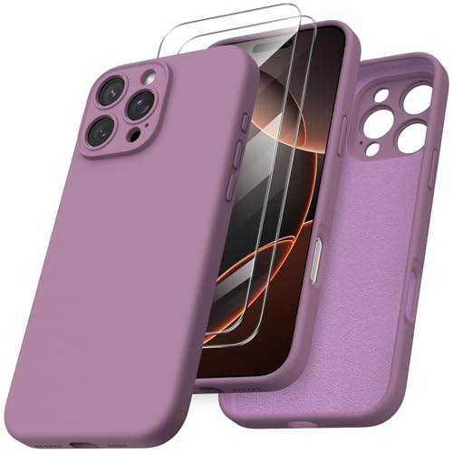 ORNARTO für iPhone 16 Pro Max Hülle mit Kameraschutz u. 2 Schutzfolien, flüssiges Silikon Handyhülle iPhone 16 Pro Max 6.9 Zoll, stoßfeste iPhone 16 PM Schutzhülle mit Mikrofaser - Lila Flieder ORNARTO für iPhone 16 Pro Max Hülle mit Kameraschutz u. 2 Schutzfolien, flüssiges Silikon Handyhülle iPhone 16 Pro Max 6.9 Zoll, stoßfeste iPhone 16 PM Schutzhülle mit Mikrofaser - Lila Flieder von ORNARTO
