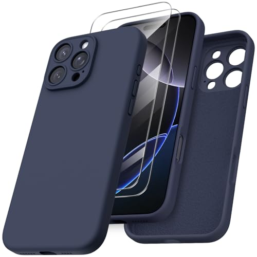 ORNARTO für iPhone 16 Pro Max Hülle mit Kameraschutz u. 2 Schutzfolien, flüssiges Silikon Handyhülle iPhone 16 Pro Max 6.9 Zoll, stoßfeste iPhone 16 PM Schutzhülle mit Mikrofaser - Mittnachtsblau ORNARTO für iPhone 16 Pro Max Hülle mit Kameraschutz u. 2 Schutzfolien, flüssiges Silikon Handyhülle iPhone 16 Pro Max 6.9 Zoll, stoßfeste iPhone 16 PM Schutzhülle mit Mikrofaser - Mittnachtsblau von ORNARTO