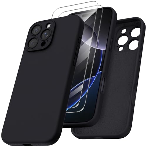 ORNARTO für iPhone 16 Pro Max Hülle mit Kameraschutz u. 2 Schutzfolien, flüssiges Silikon Handyhülle iPhone 16 Pro Max 6.9 Zoll, stoßfeste iPhone 16 PM Schutzhülle mit Mikrofaser - Schwarz ORNARTO für iPhone 16 Pro Max Hülle mit Kameraschutz u. 2 Schutzfolien, flüssiges Silikon Handyhülle iPhone 16 Pro Max 6.9 Zoll, stoßfeste iPhone 16 PM Schutzhülle mit Mikrofaser - Schwarz von ORNARTO