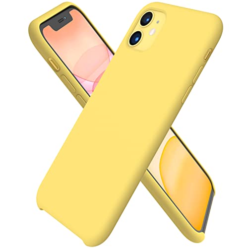 ORNARTO kompatibel mit iPhone 11 Silikon Case, Hülle Ultra Dünne Flüssig Silikon Handyhülle Schutz für iPhone 11 (2019) 6,1 Zoll-Zitronengelb von ORNARTO