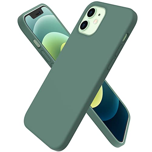 ORNARTO kompatibel mit iPhone 12 | 12 Pro 6,1 Silikon Case, Hülle Ultra Dünne Voller Schutz Flüssig Handyhülle für iPhone 12 Pro/iPhone 12(2020) 6,1 Zoll Piniengrün von ORNARTO