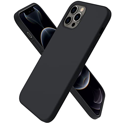 ORNARTO kompatibel mit iPhone 12 | 12 Pro 6,1 Silikon Case, Hülle Ultra Dünne Voller Schutz Flüssig Silikon Handyhülle Rubber Schutz für iPhone 12 Pro/iPhone 12(2020) 6,1 Schwarz von ORNARTO