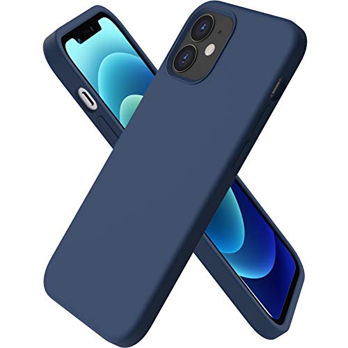 ORNARTO kompatibel mit iPhone 12 Mini 5,4 Silikon Case, Hülle Ultra Dünne Voller Flüssig Handyhülle Schutz für iPhone 12 Mini(2020) 5,4 Zoll Dunkelmarine von ORNARTO
