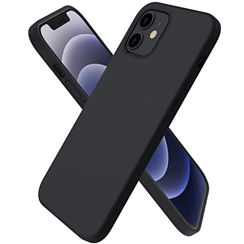 ORNARTO kompatibel mit iPhone 12 Mini 5,4 Silikon Case, Hülle Ultra Dünne Voller Schutz Flüssig Handyhülle für iPhone 12 Mini(2020) 5,4 Zoll Mitternachts Schwarz von ORNARTO