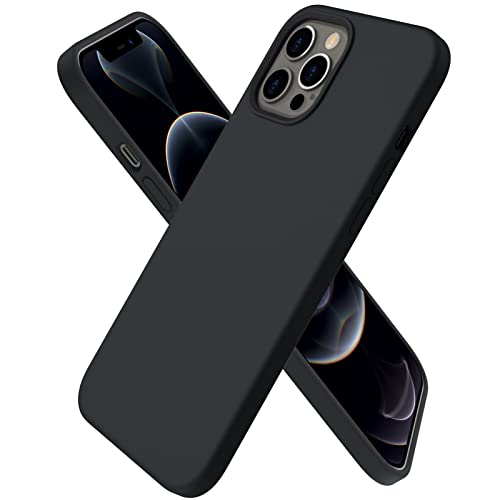 ORNARTO kompatibel mit iPhone 12 Pro Max 6,7 Silikon Case, Hülle Ultra Dünne Voller Schutz Flüssig Silikon Handyhülle Schutz für iPhone 12 Pro Max(2020) 6,7 Zoll Mitternachts Schwarz von ORNARTO