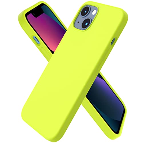 ORNARTO kompatibel mit iPhone 13 6,1 Silikon Case, Hülle Ultra Dünne Voller Schutz Flüssig Silikon Handyhülle Schutz für iPhone 13(2021) 6,1 Zoll Fluoreszierend gelb von ORNARTO