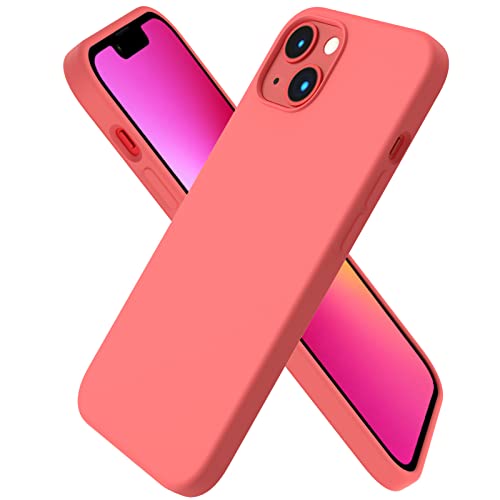 ORNARTO kompatibel mit iPhone 13 6,1 Silikon Case, Hülle Ultra Dünne Voller Schutz Flüssig Silikon Handyhülle Schutz für iPhone 13(2021) 6,1 Zoll-Pink Pomelo von ORNARTO
